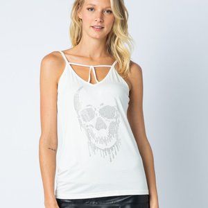 NWT Ivory Vocal Strappy Top w/ Studded Skull